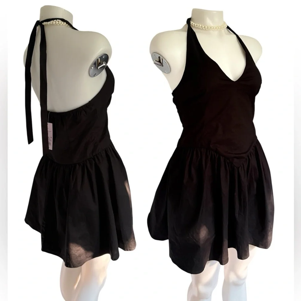 Wild Fable Black Backless Halter Dress